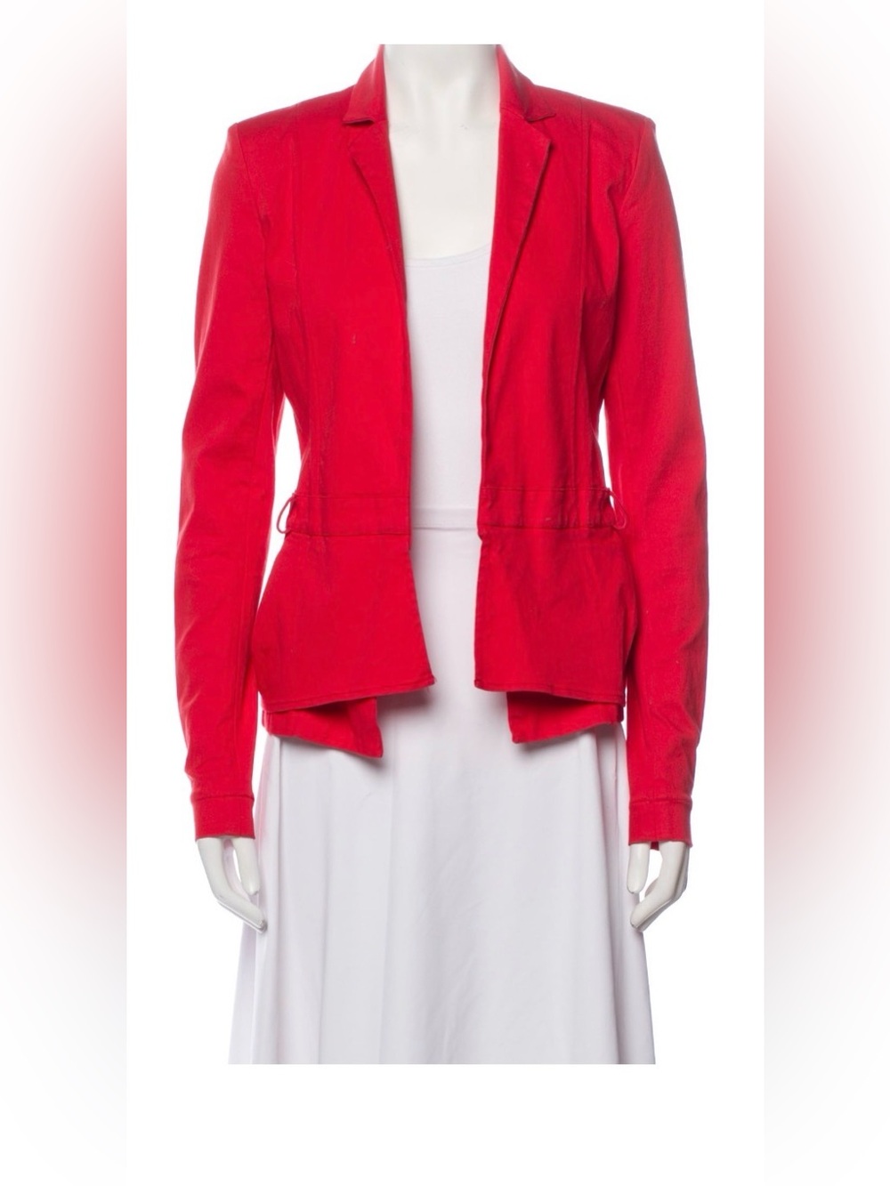 Preen Line Red Open Front Fitted Stretch Cotton Blazer